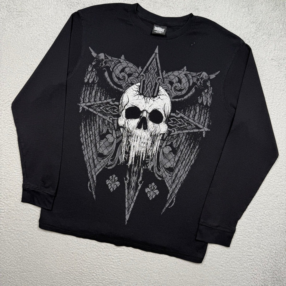 Vintage Y2K MMA Elite Skull Long Sleeve Thermal T-shirt